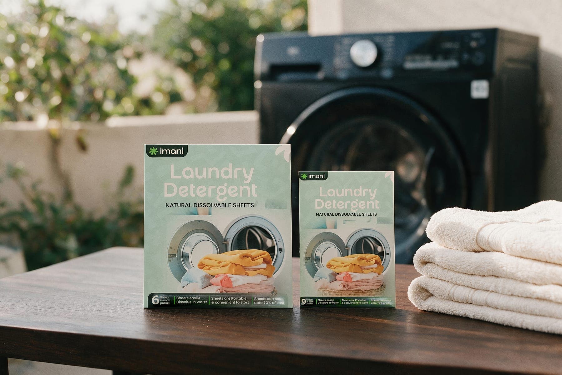 Laundry Detergent packs beside a washing machine
